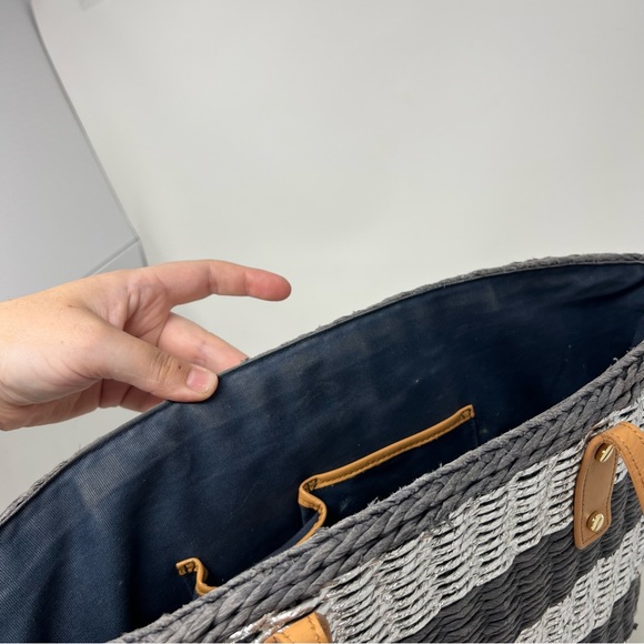 Tory Burch Stripe Straw Basket Tote - Picture 11 of 14